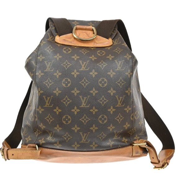 LOUIS VUITTON Montsouris GM Backpack Bag Monogram Leather Brown - Picture 3 of 16